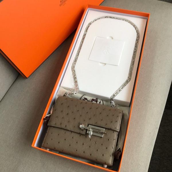 Hermes Verrou 17 Ostrich Etoupe PHW